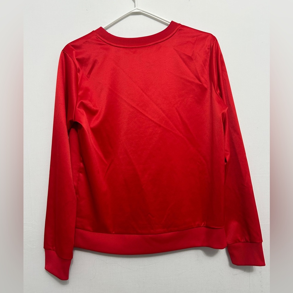 Adidas Originals Red Trefoil Logo Crewneck Sweatshirt Women’s Small(A428)✨ - Picture 3 of 16